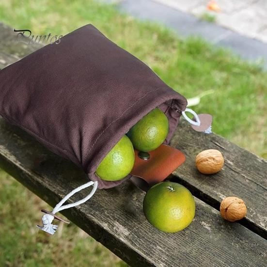 Hands Free Picking Sack Collapsible Foraging Bag with Belt, Canvas And PU Leather Waist Outdoor Farm Gear Pouch, Adjustable for Fruits Vegetables