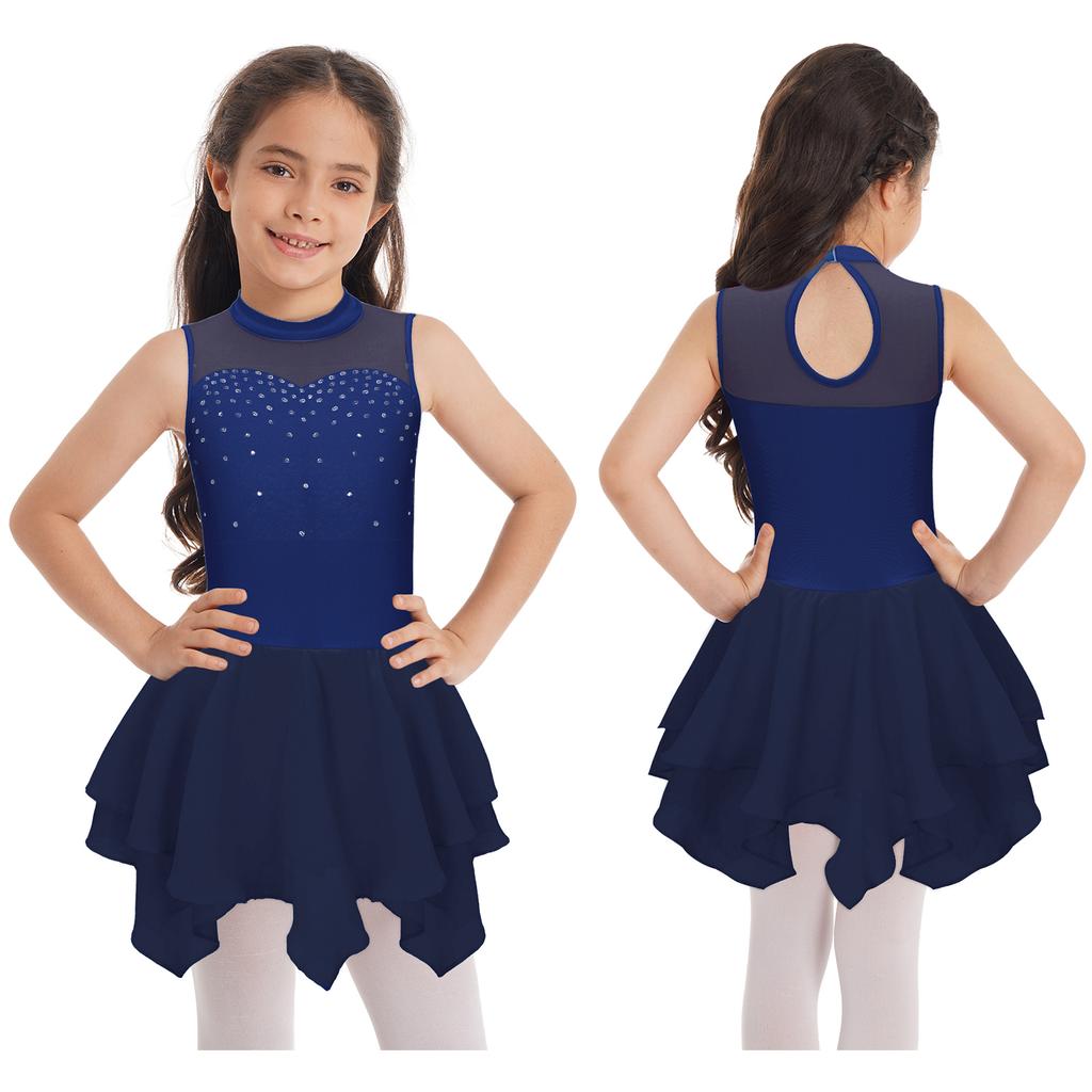 Eiskunstlaufkleid für Kinder, Eislauf-Wettkampfkleidung, Mädchen-Ballett-Tanzkleider