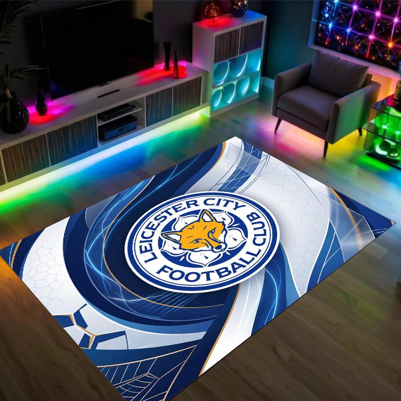Leicester City Football Design Crystal Velvet Carpet Cozy Non?Slip Printed Rug For Bedroom Living Room Entrance