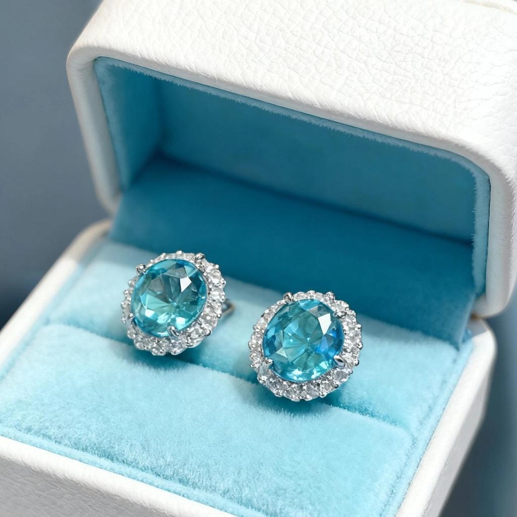 Ocean Blue Oval Jewelry Set: Elegant Three-Piece Necklace, Earrings & Ring for Any Occasion