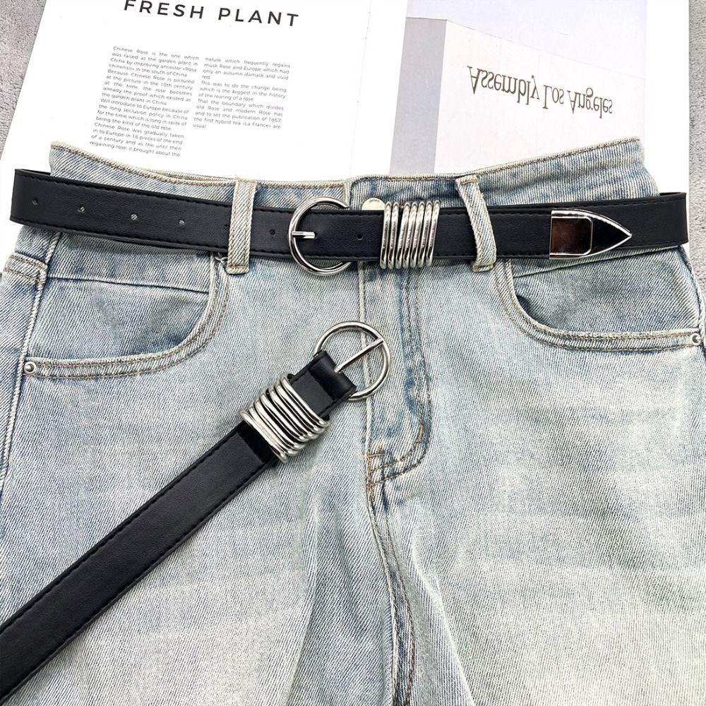Metal Buckle West Cowboy Waist Belt Hip Hop Women Waistband Casual PU Leather Belt  Men