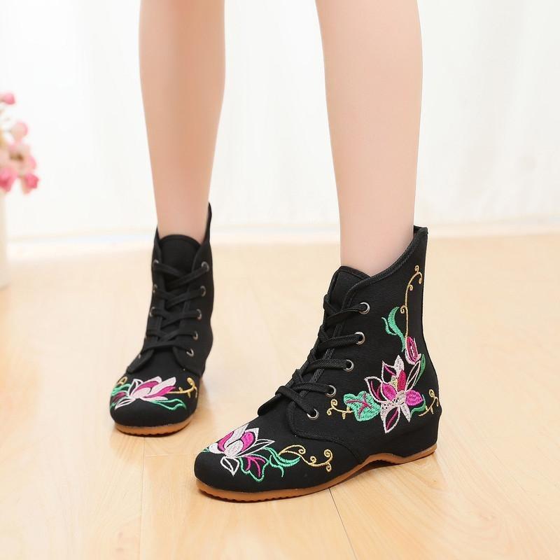 3 χρώματα Mandala Old Beijing Κεντημένες υφασμάτινες μπότες λαϊκό στυλ και Oxford's Foundation