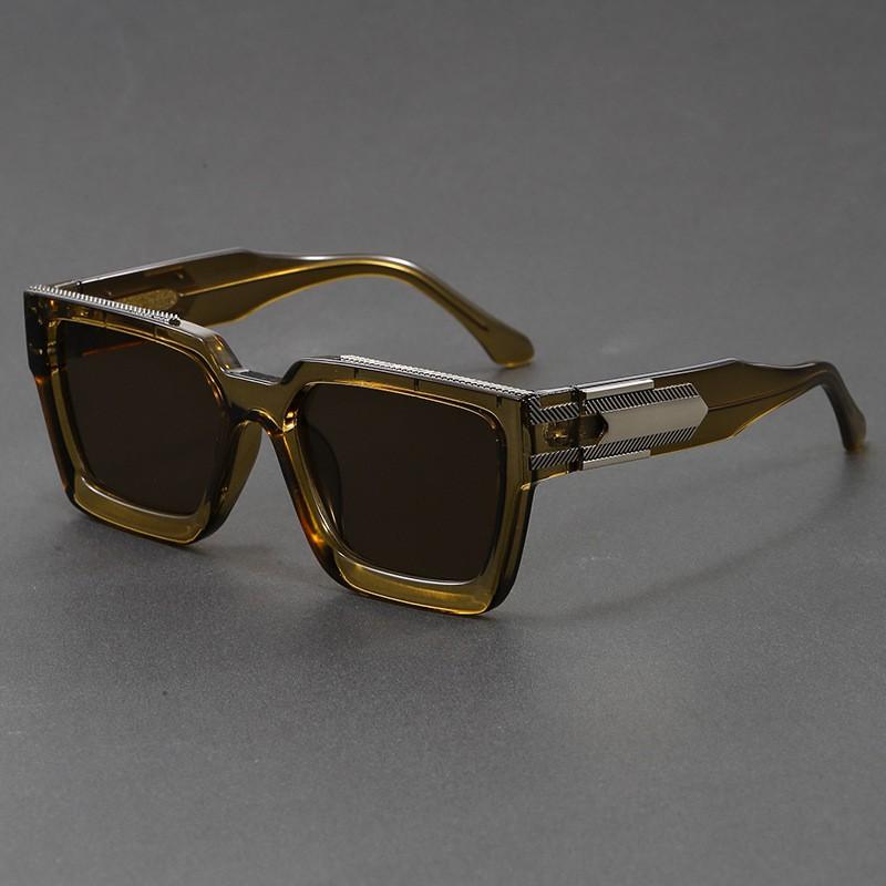 UV400 Square Frame Sunglasses Men Women PC AC Lens Non-Polarized Fashionable Geometric Temples Driving Outdoor
