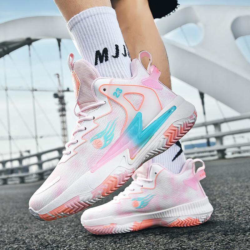 New basketball shoes men's and women's summer mesh breathable, non-slip, wear-resistant and shock-absorbing students' mandarin ducks two-color s