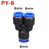 3 Way Port Y Shape Air Pneumatic Pipe Fittings 4mm6mm 8mm10mm12mm Plastic Connector Fitting Quick Push Connecting PY PW Connect
