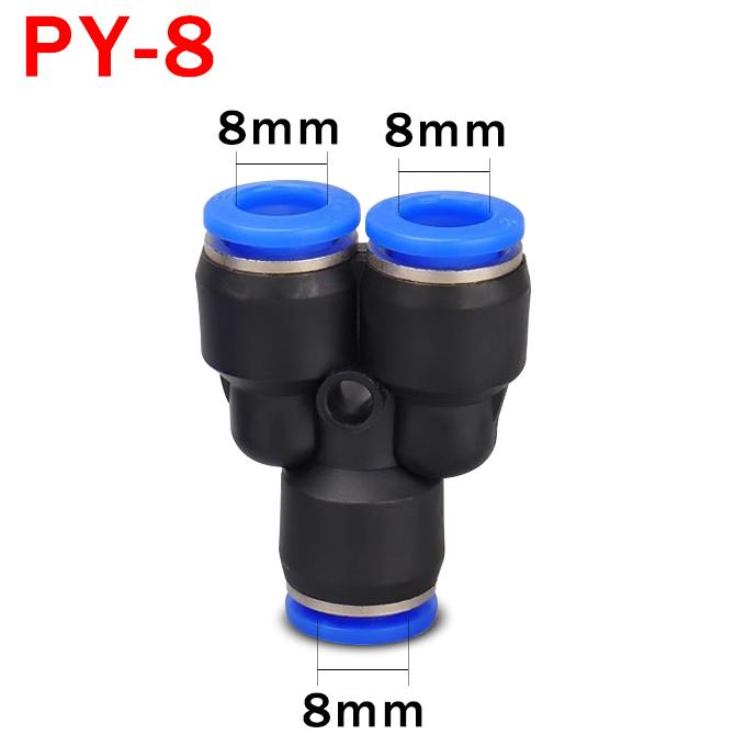 3 Way Port Y Shape Air Pneumatic Pipe Fittings 4mm6mm 8mm10mm12mm Plastic Connector Fitting Quick Push Connecting PY PW Connect