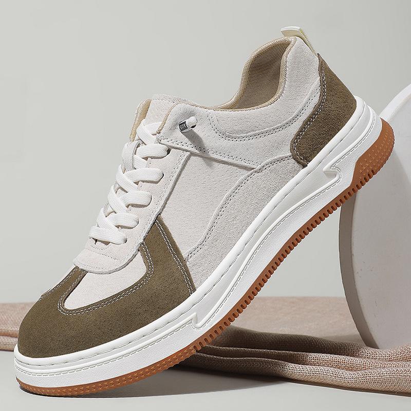 Spring Men's Shoes New Retro Board Shoes Men's Shoes Genuine Leather Sports and Leisure White Background Versatile Color Matching Men's Leather Shoes