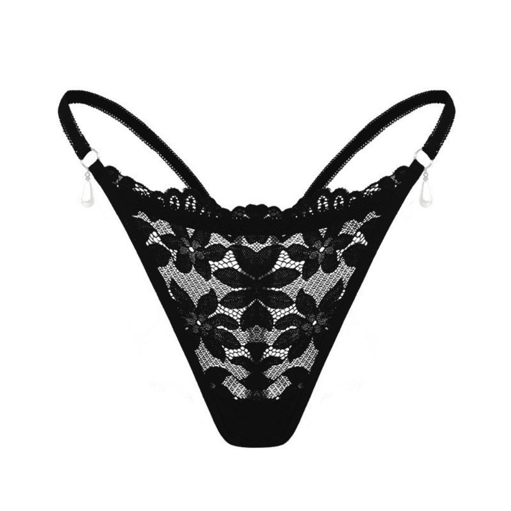 Cross-border New Product Pearl Pendant Women's Underwear Foreign Trade Amazon Specializes In Multi-color Low-rise Lace Women's Thong