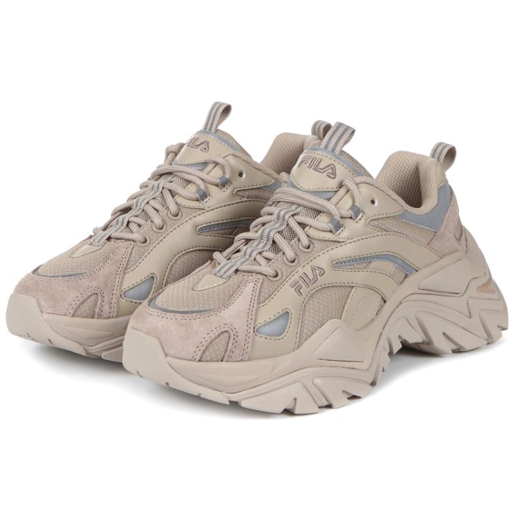 Fila Fishbone Thick Sole Casual Low Top Dad Shoes Unisex Sneakers Brown Gray 1JM01283_200