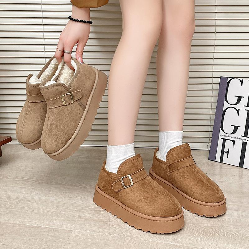 Damskor lättvikt tjock sula vinter värmeisolerande päls en snökängor halkdämpande slitstarka vardagssport bomullskängor