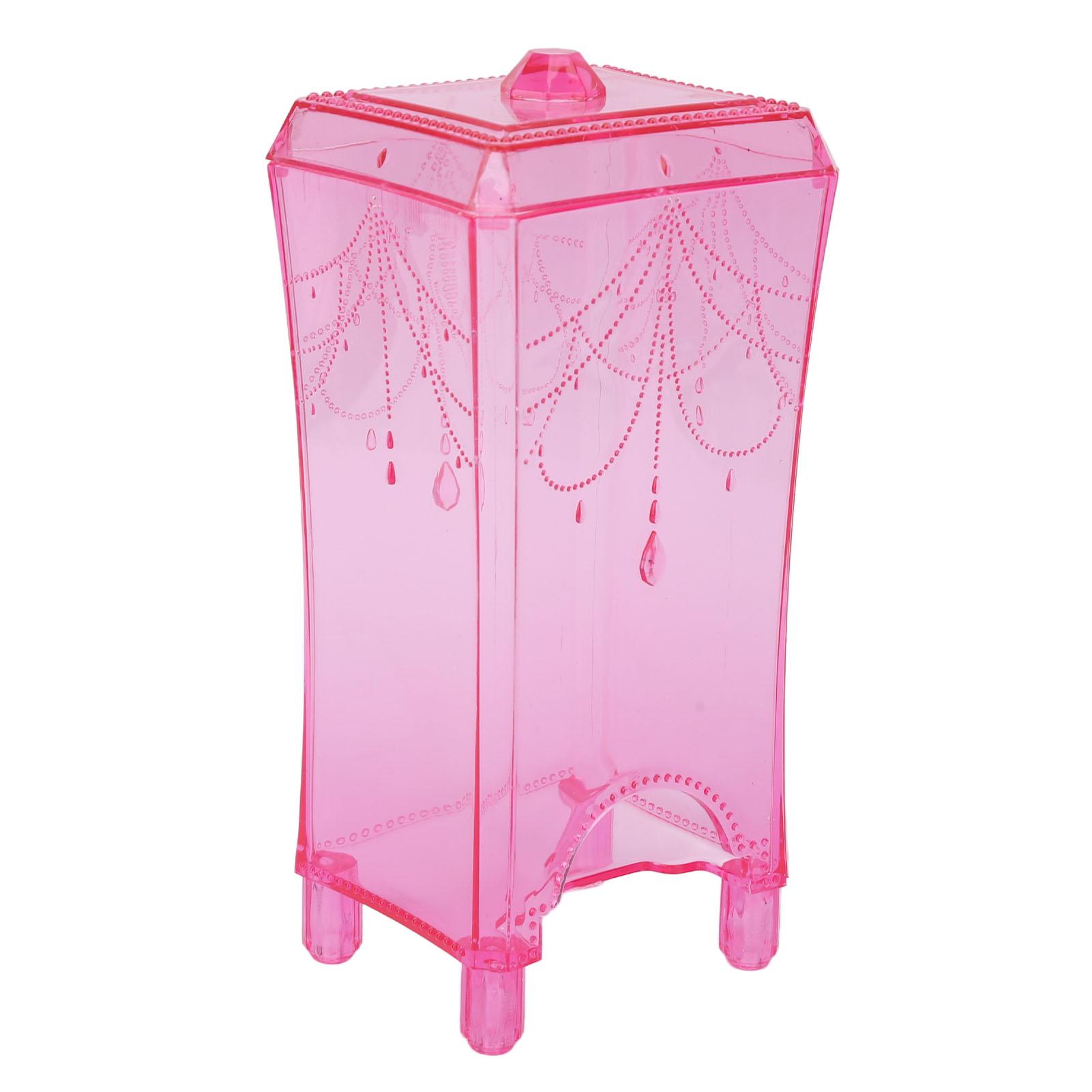 

Держатель для ватных дисков Контейнер для хранения Открытие снизу с крышкой для ванной комнаты дома Розовый розовый