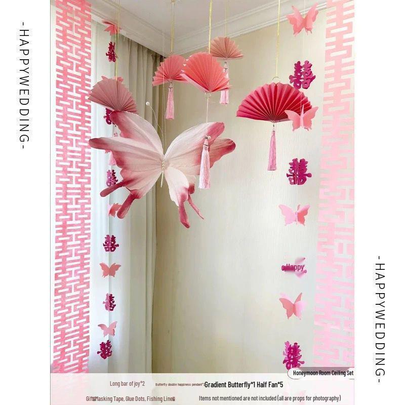 Wedding Room Decoration Set: Butterflies for Bride's Bedroom, Groom's New House, and Living Room Photo Background