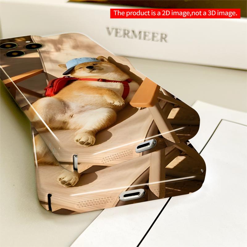 2DFlat Sunset Shiba Relaxing On Chair All Inclusive Film Hard iPhone Case, Compatible with iPhone 18 Pro Max 17 16 15 14 13 12 11