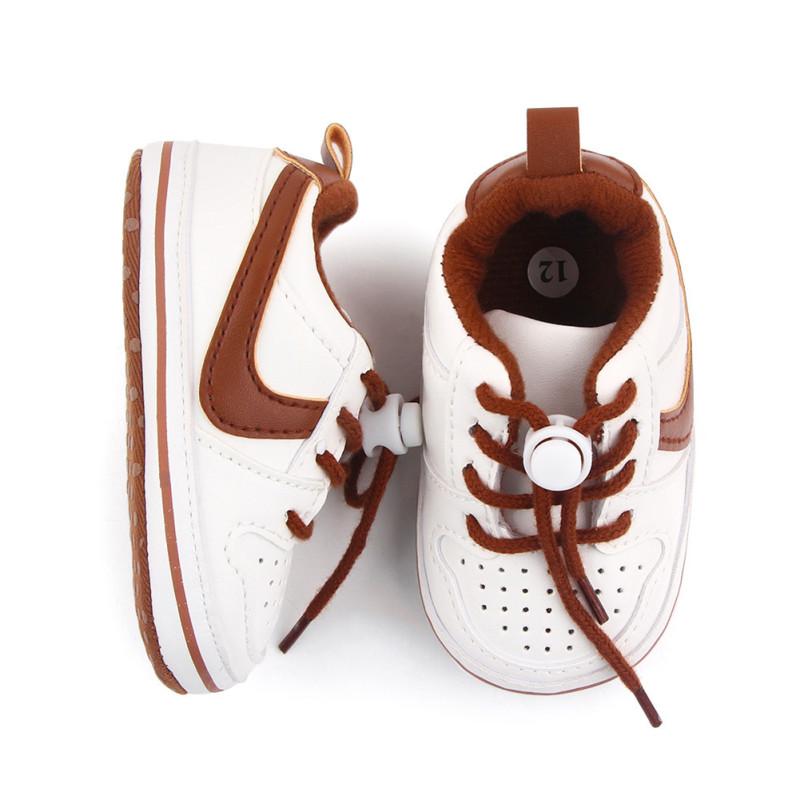 1 Pair Baby Casual Shoes Artificial Pu Soft Sole Sneakers Rope Buckle Toddler Shoes For 0-18