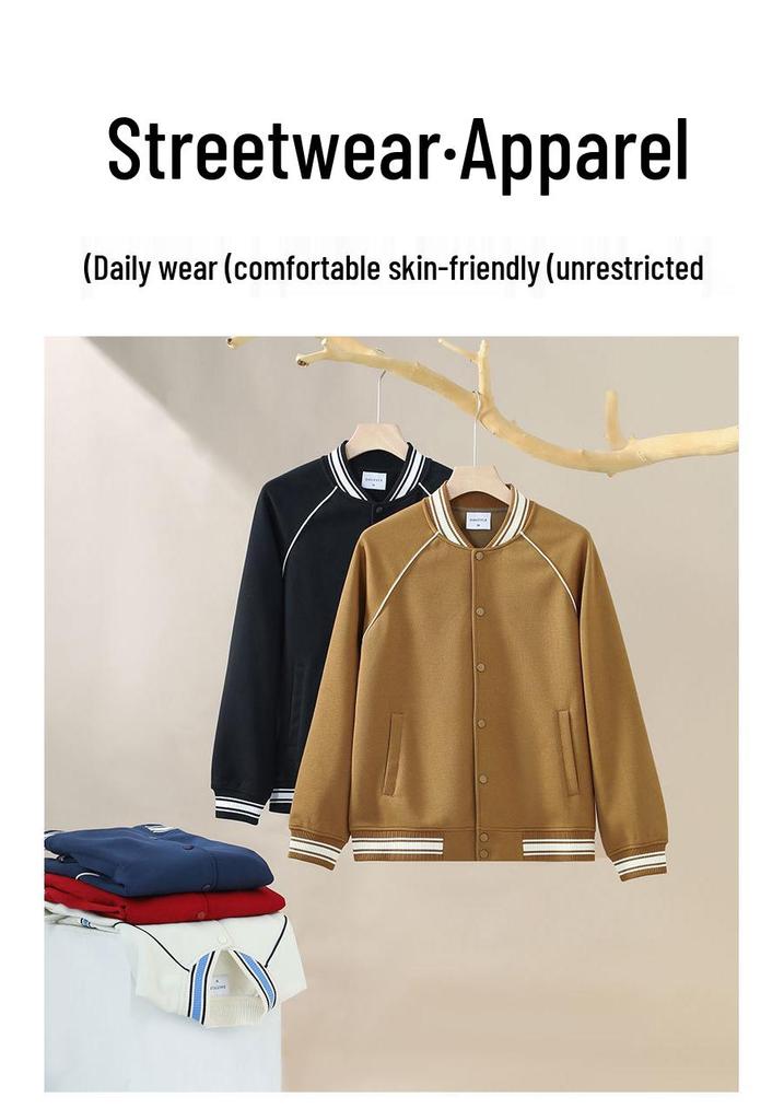 Autumn/Winter Color Block Unisex Cotton Blend Baseball Jacket - Heavyweight 380g College Style Hoodie Cardigan