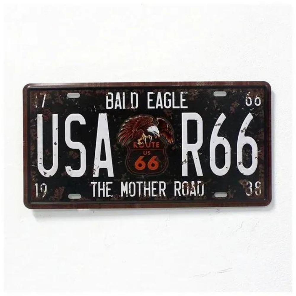 Retro Metall USA Logo, Route66 Kunstposter, 30x15 cm Bar Dekoration
