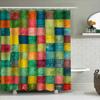 Green Colored Patchwork Shower Curtain For Bathroom Decorations Waterproof Fabric Bath Mat Sets