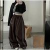 Pantaloni larghi vintage da donna, oversize, hip hop, con coulisse, tasca alla moda, pantaloni cargo casual da ufficio, pantaloni larghi da donna, autunno inverno