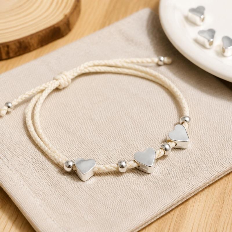 Side-Drilled Heart Spacer Beads, 100 Zinc Alloy Beads for Necklaces, Bracelets, Anklets, Chokers, and Jewelry Designs