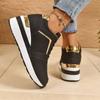Large Size Sports Style Lace-up Low-top Single Shoes Women's Autumn New Thick-soled Wedge Casual Shoes Wish Asia
