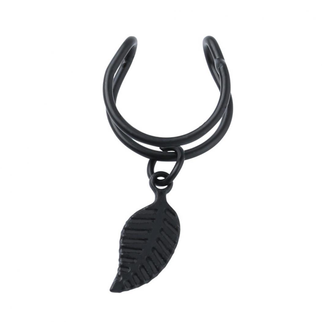 

Клипсы с подвеской-листиком. 1 пара чёрный