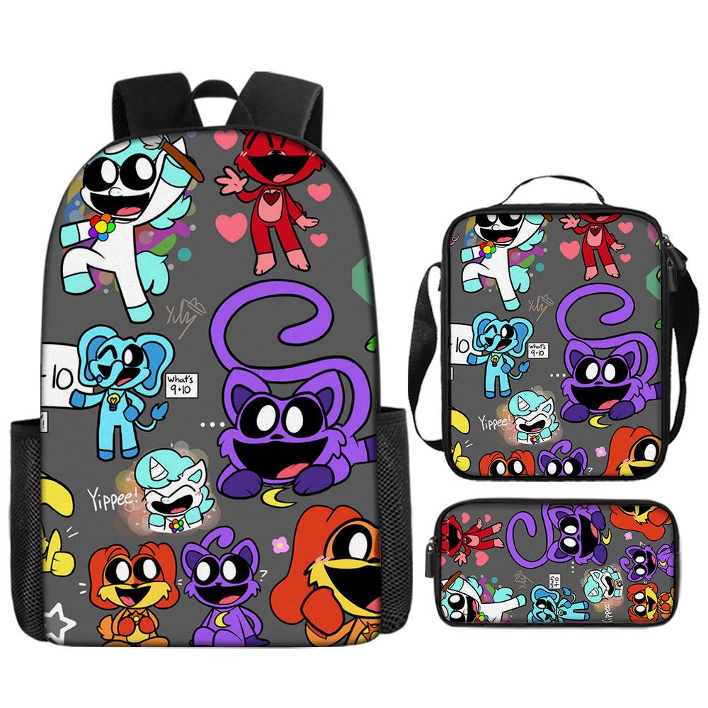 Poppyplaytime Mochila Escolar para Estudante Conjunto de Três Peças Mochila Bolsa Estojo