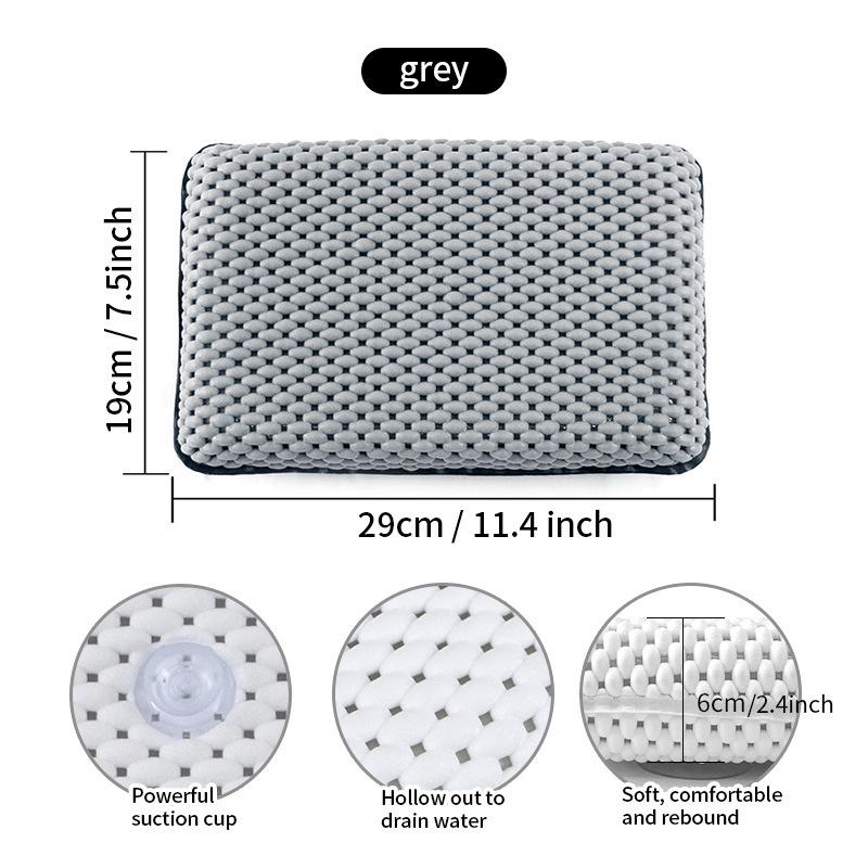 Waterproof PVC Foam Bath Pillow with Suction Cups for Home & Hotel Spa