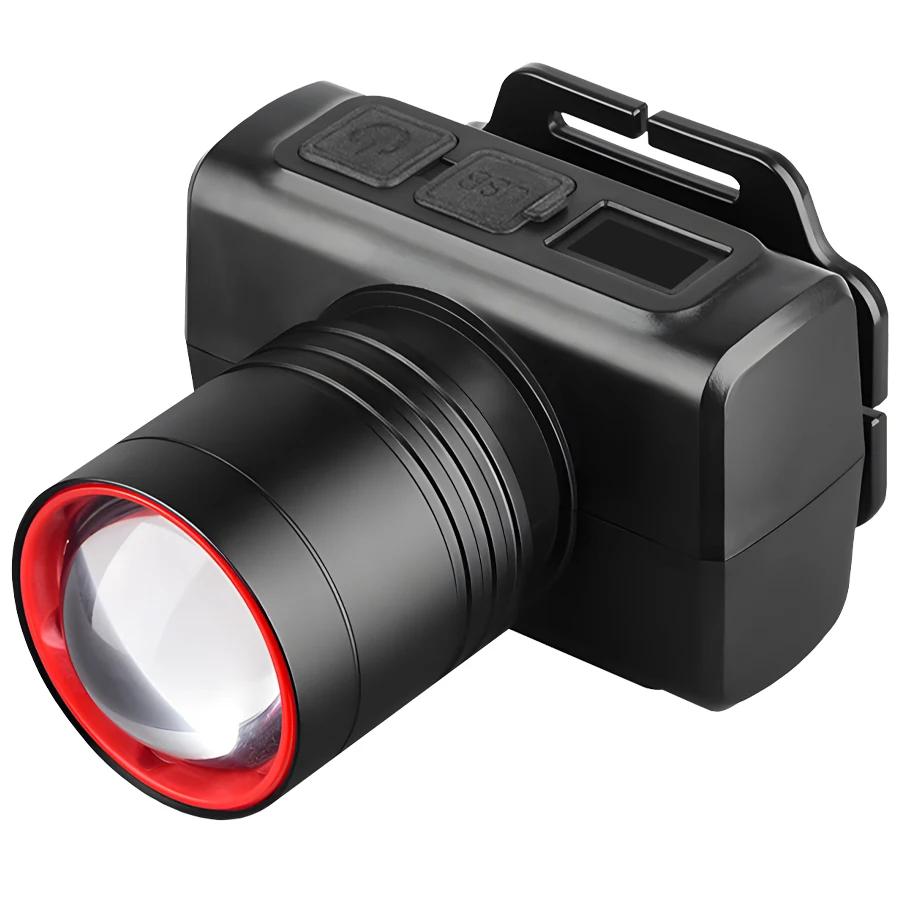 

Суперяркий светодиодный налобный фонарь Перезаряжаемый Налобный фонарь Датчик движения Передний светодиодный налобный фонарик Водонепроницаемый Для кемпинга на открытом воздухе Мигающий чёрный