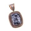 Natural Snowflake Obsidian Gemstone 925 Solid Silver Two Tone Pendant 1.25" C4o31