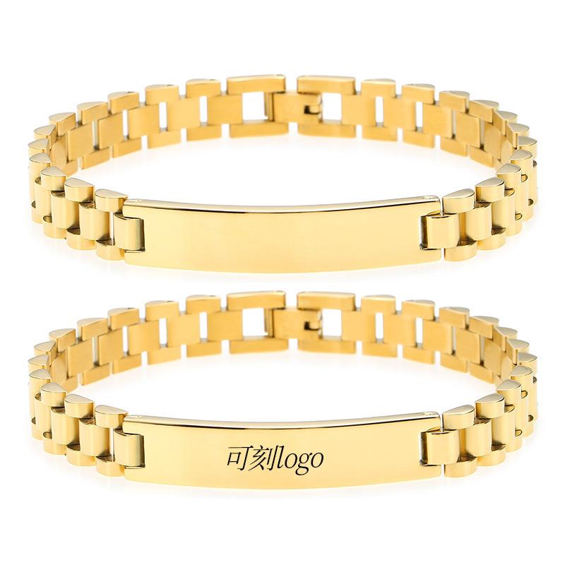 Personalized Curved Bracelet, Trend Lettering Adjustable Strap Chain Titanium Steel Men'S Bracelet