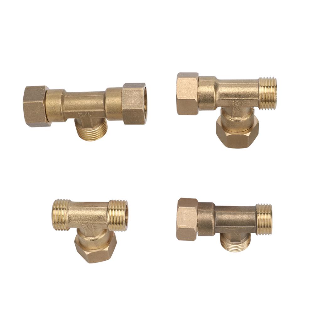 1/2" Male/Female Thread Union Tee Connector T-Cock Brass Junction Joint Coupling Pipe Fitting Connector Plumbing Pipe Fittings