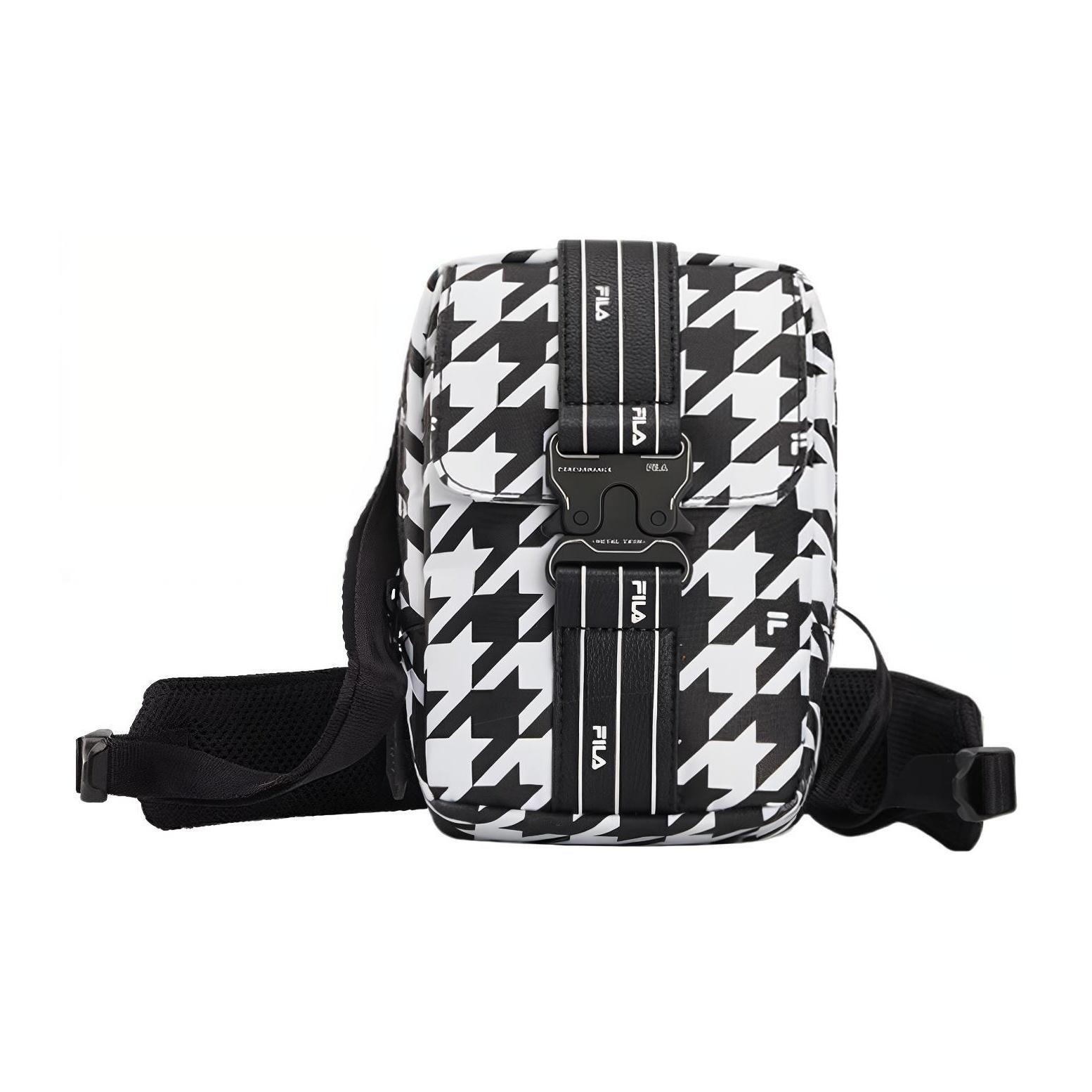 Fila Casual Houndstooth PU Crossbody Bag Unisex Bags Black White F13M048128F-PU Black White