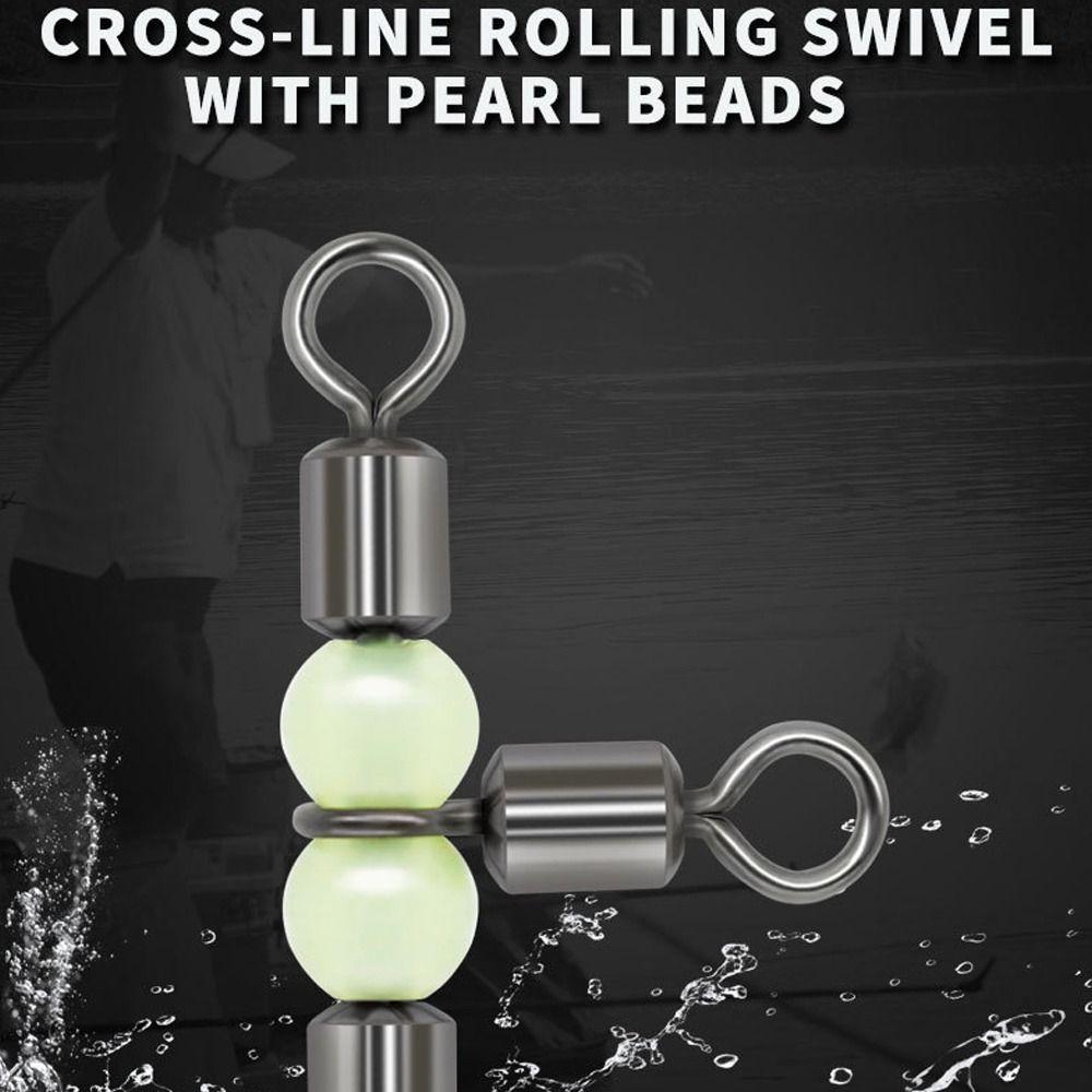Lure Line Connector Solid Ring Fishing Tackle Luminous Beads Fishing Swivel Fishing Connector