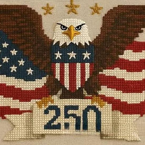 USA 250-årsjubileum Broderisett DIY Nålbinding Nybegynner Patriotisk Minne Broderimønster Suvenirgave for Nybegynnere Veteraner Militære