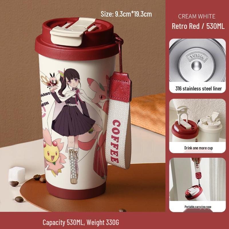 Demon Slayer Agatsuma Zenitsu Nerezový izolovaný hrnek se slámkou