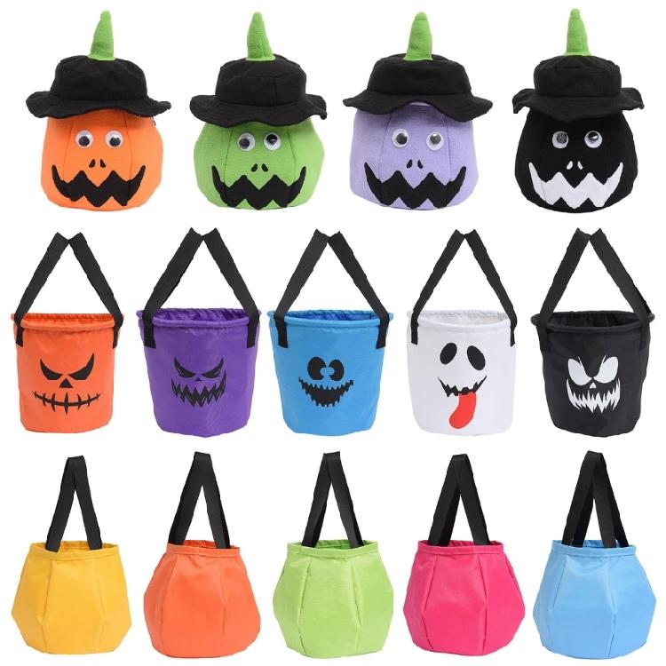 Halloween Candy Basket with LED Light Pumpkin Candy Bags for Thanksgiving Party