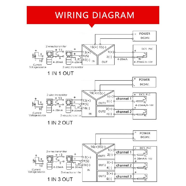 Signal Isolator Power Current Transmitter 4-20mA to 0-10V Isolator Distribution Signal Splitter 4-20mA Analog Isolation 0-5V