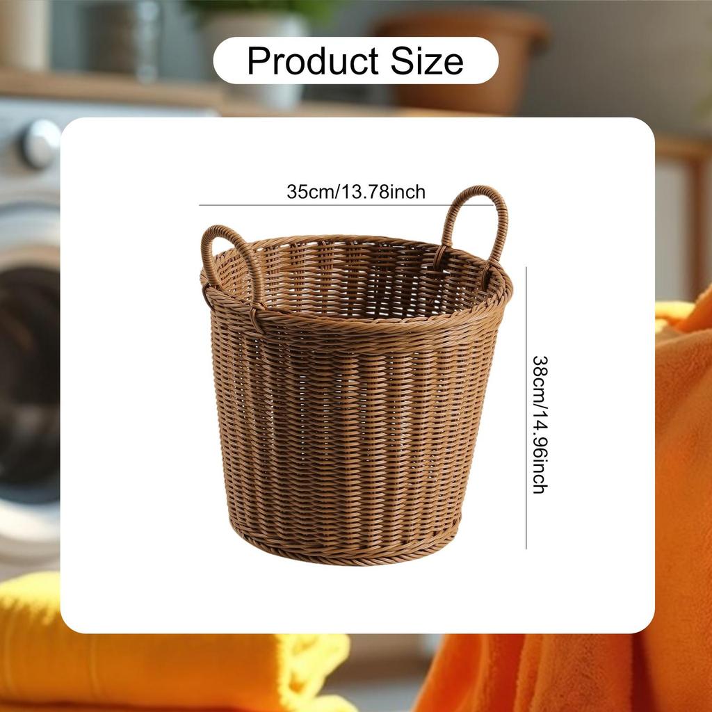 Modern Woven Laundry Basket Organizer Dirty Clothes Storage Bin Plastic Hamper for Living Room Use