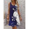 Women's Floral Pattern Printed Sleeveless Round Neck Dress Loose Soft and Comfortable Plus Size Dress