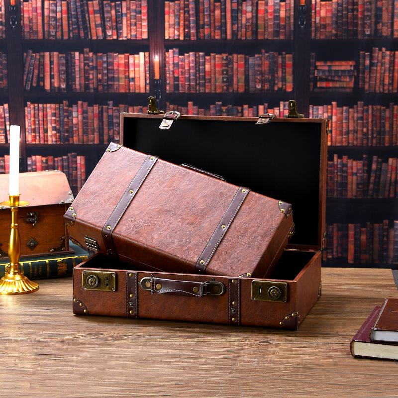 Vintage Wooden Suitcase Multi-Functional Retro Storage Box Retail Displays & Prop Staging | Handheld Decorative Trunk