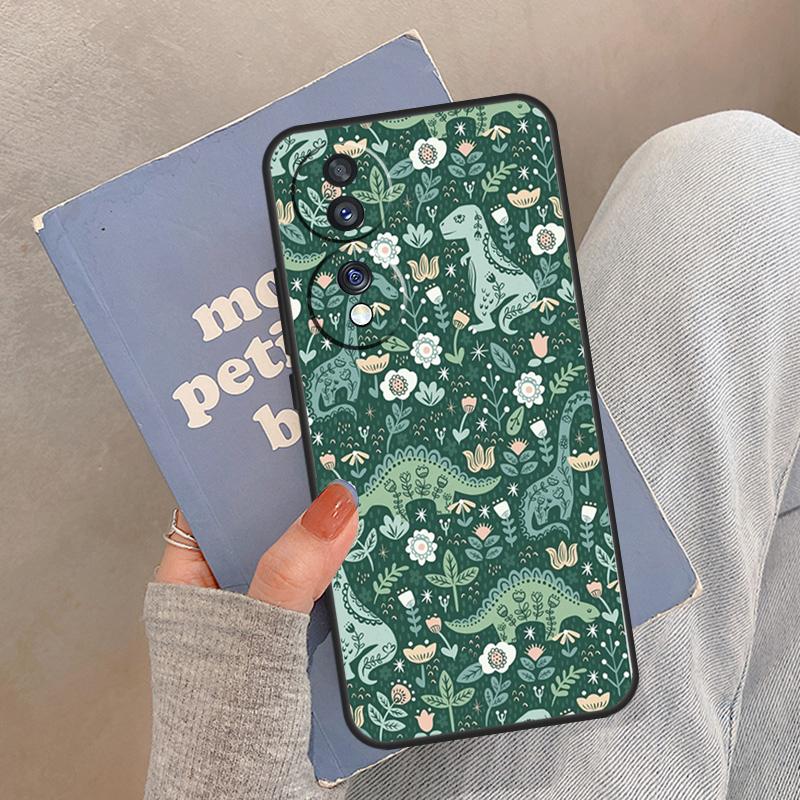 Dino King Floral Dinosaur Case For Honor Magic 5 6 7 8 Pro Cover For Honor 200 400 Lite 50 70 90 X8a X8b X9a X9b X9c