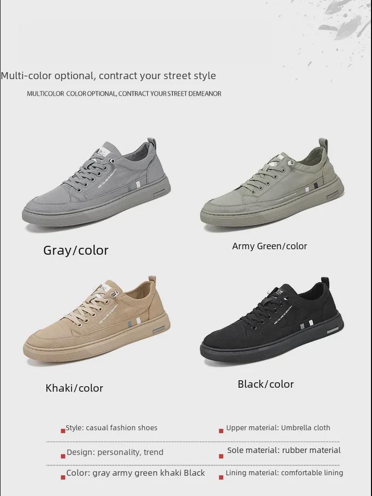 Pánské korejské nazouvací plátěné boty – Jednobarevné ležérní plátěné boty na jaro a podzim