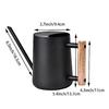 IMEEA Watering Can, 1000ml, Stainless Steel with Wooden Handle, Stylish Gardening Tool, Black