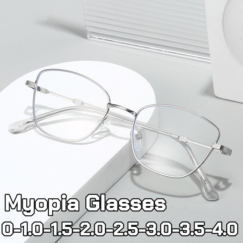 Retro Luxury Cat Eye Myopia Glasses Women Men Fashion Business Metal Frame Anti Blue Light Eye Protection Near Sight Eyeglasses