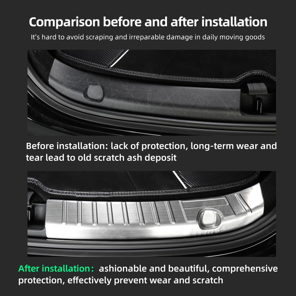 LUCKEASY Modyfikacja Dla Tesla Model 3 Y Samochodowy Nakładka Ochronna Progu Drzwi Dekoracja Progowa Stal Nierdzewna Ochrona Bagażnika