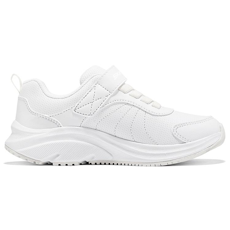 Skechers Girls Synthetic Leather Velcro Lightweight Versatile Classic Sports Shoes Shock Absorbing Comfortable School Sneakers 302644L-WHT