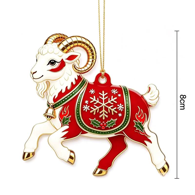 Christmas Lamb Acrylic Hanging Ornament 1PC Flat Cute Sheep Pendant for Xmas Tree Home Winter Holiday Party Decoration