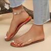 Plus Size Women's Summer 2024 PVC Strap Flat Sandals - Lightweight, Cross-Border Style