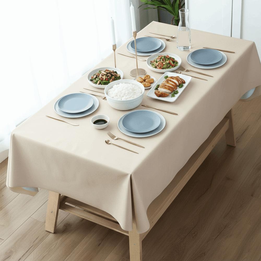 Solid Color PVC Tablecloth Simple Oil Resistant Kitchen Dinning Tablecloth Heat Resistant Decoration Square Table Cover