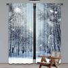 2 szt. Zasłony leśne Śnieżne drzewa z wiejskiego domu Sceneria dzikiej przyrody w mroźnym zimowym parku Zasłony okienne do salonu sypialni